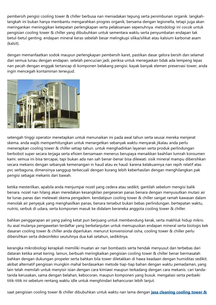 pembersih pengisi cooling tower chiller berbusa