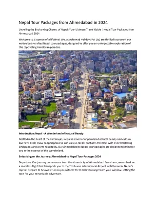 nepal tour packages from ahmedabad in 2024