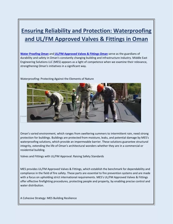 ensuring reliability and protection waterproofing