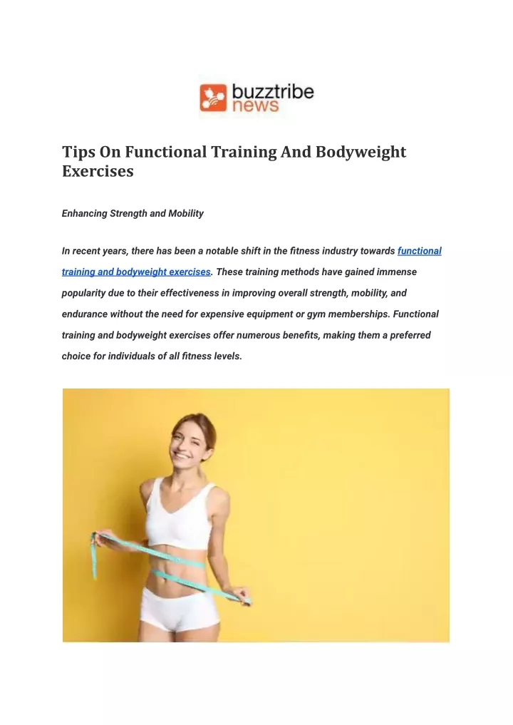 tips on functional training and bodyweight