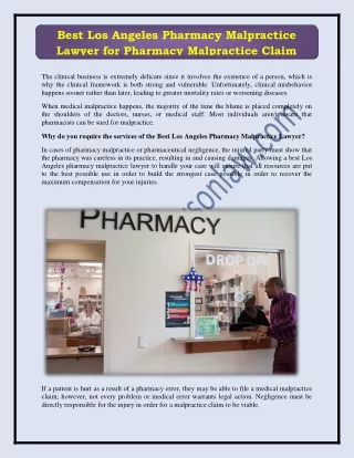 Best Los Angeles Pharmacy Malpractice Lawyer for Pharmacy Malpractice Claim