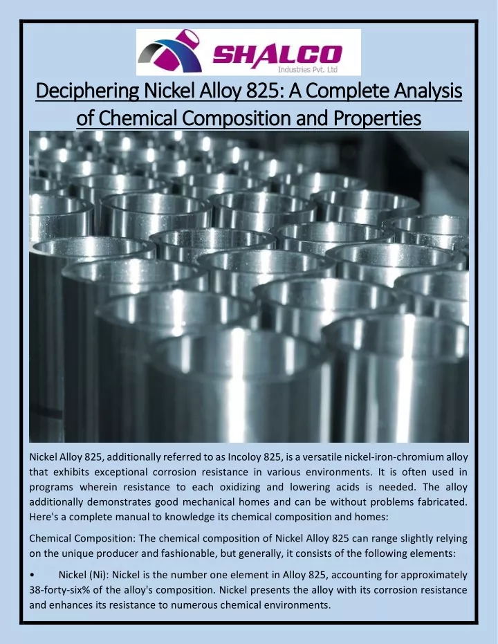 deciphering nickel alloy 825 a complete analysis