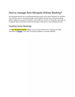How to manage Aero Mongolia Airlines Booking?