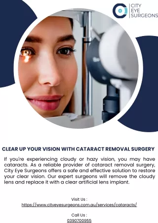 Clear Up Your Vision with Cataract Removal Surgery