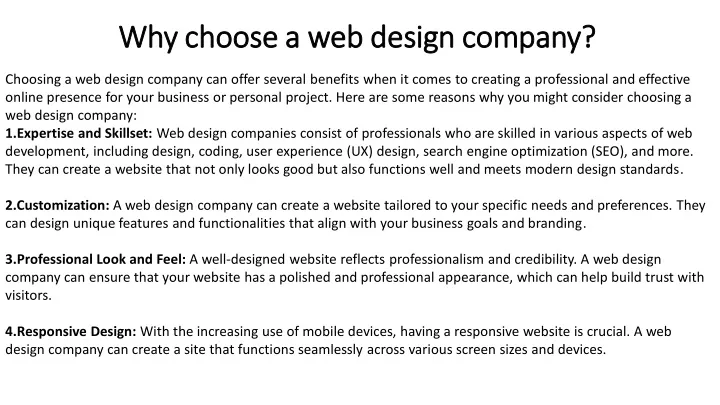 why choose a web design company why choose