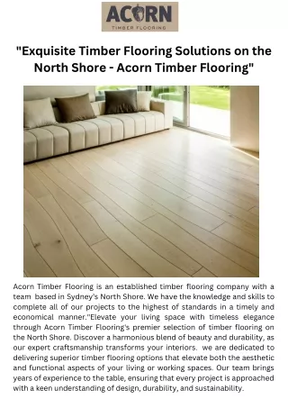 timber flooring north shore