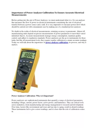 Importance of Power Analyzer Calibration To Ensure Accurate Electrical Measureme