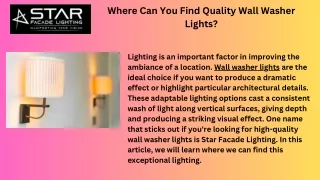 Where you can find quality wall washer lights