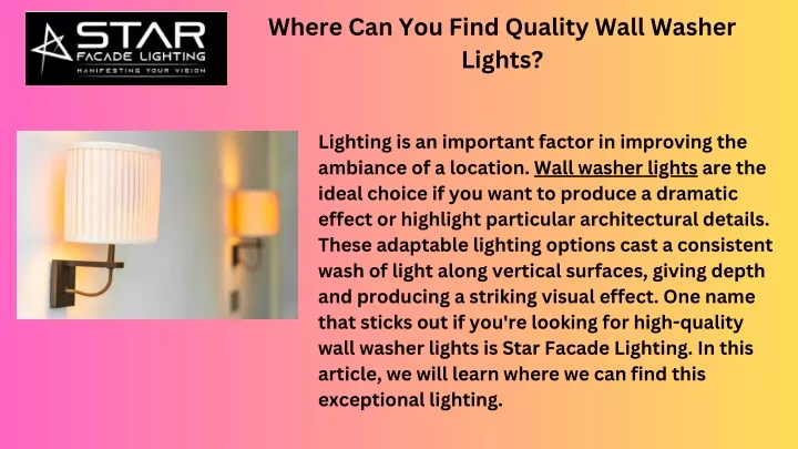 where can you find quality wall washer lights