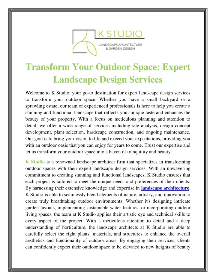 transform your outdoor space expert landscape