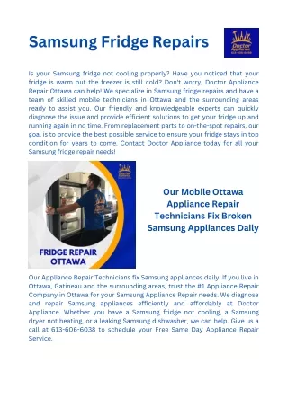 Samsung Fridge Repairs