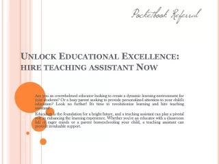 Unlock Educational Excellence: hire teaching assistant Now