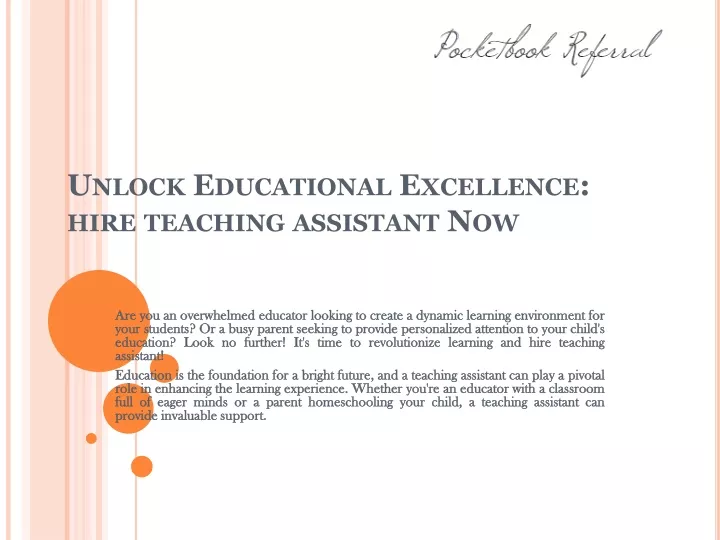 unlock educational excellence hire teaching assistant now