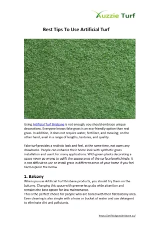 Best Tips To Use Artificial Turf