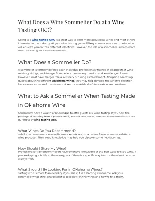 2023 - What Does a Wine Sommelier Do at a Wine Tasting OKC
