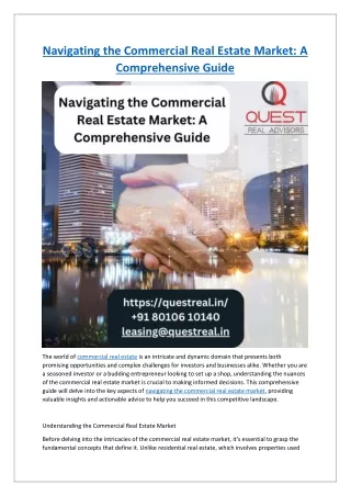 Navigating the Commercial Real Estate Market A Comprehensive Guide