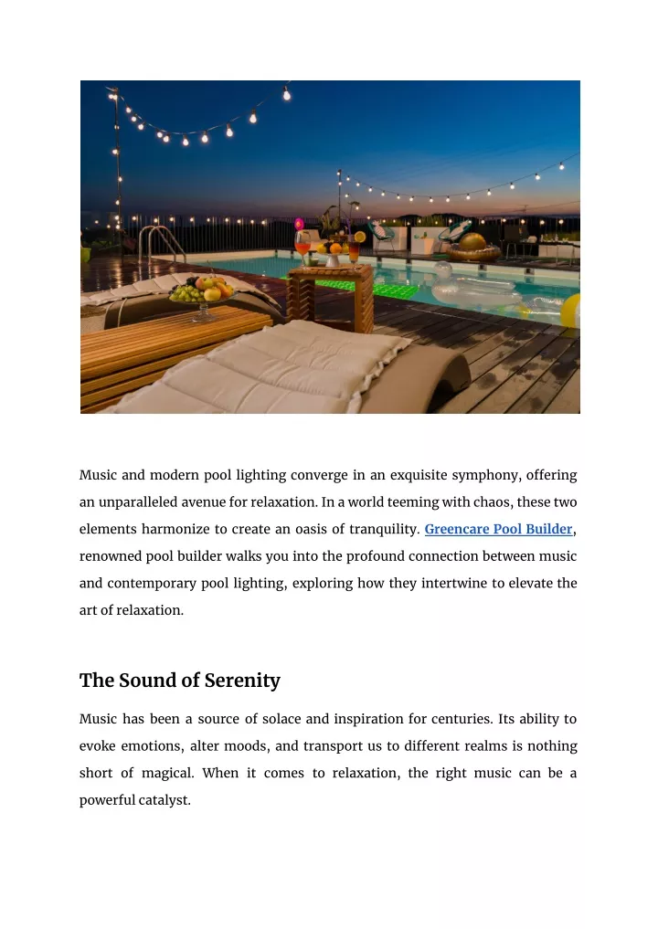 music and modern pool lighting converge