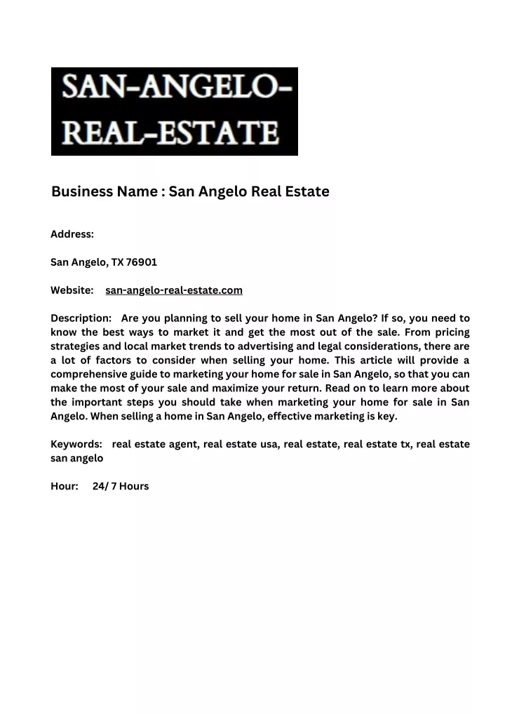 business name san angelo real estate