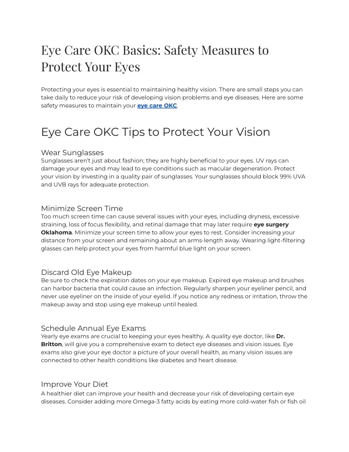 eye care okc basics safety measures to protect