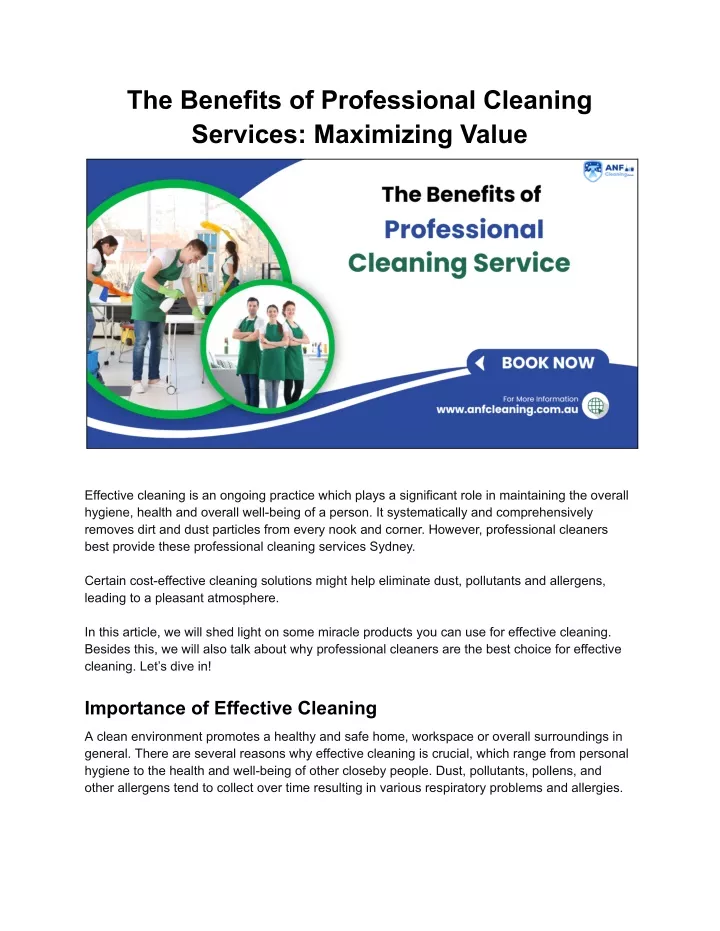 the benefits of professional cleaning services