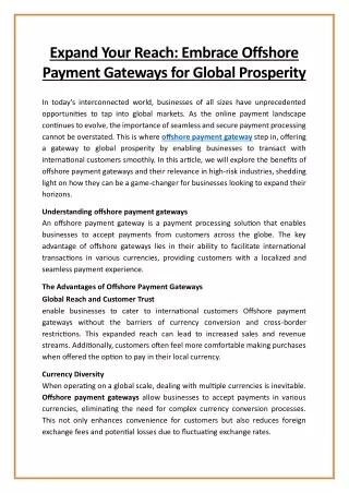expand your reach embrace offshore payment