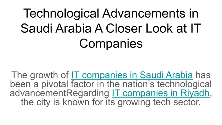 technological advancements in saudi arabia