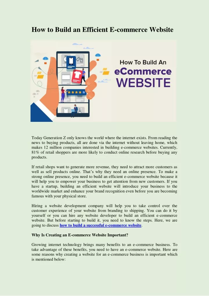 how to build an efficient e commerce website