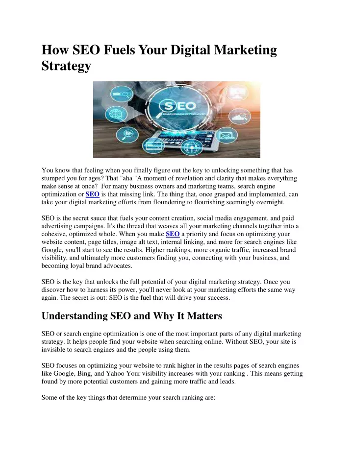 how seo fuels your digital marketing strategy