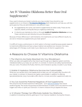 are iv vitamins oklahoma better than oral