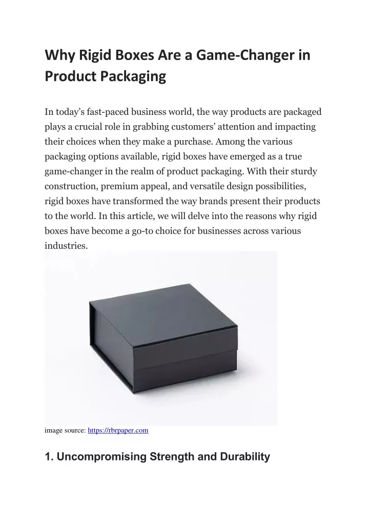 why rigid boxes are a game changer in product