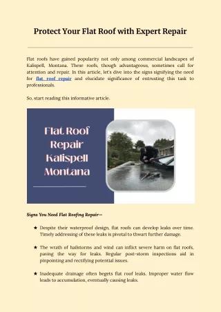 Protect Your Flat Roof with Expert Repair