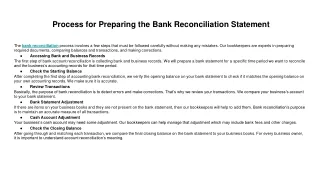 Process for Preparing the Bank Reconciliation Statement