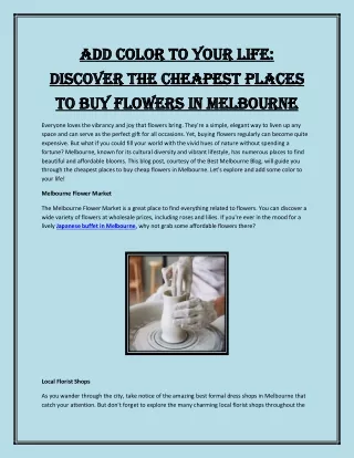 Add Color to Your Life Discover the Cheapest Places to Buy Flowers in Melbourne