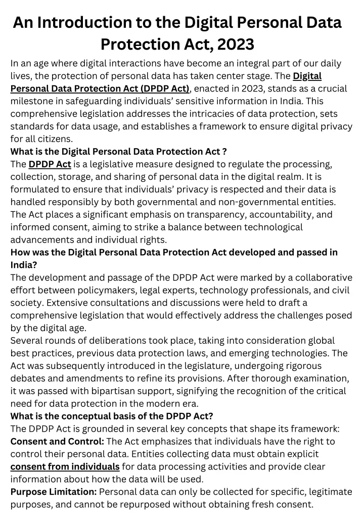 an introduction to the digital personal data