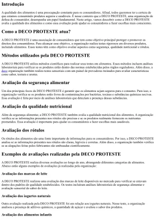 Descubra como a DECO PROTESTE avalia a qualidade dos alimentos