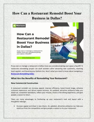 How Can a Restaurant Remodel Boost Your Business in Dallas