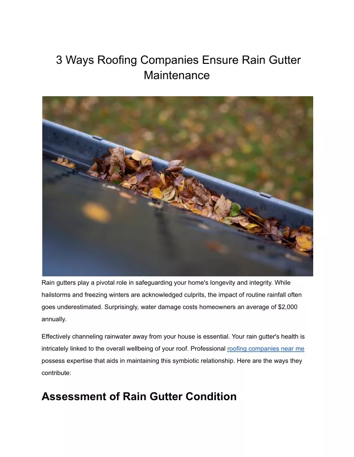 3 ways roofing companies ensure rain gutter