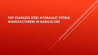 Top Stainless Steel Hydraulic Fitting Manufacturers in Bangalore