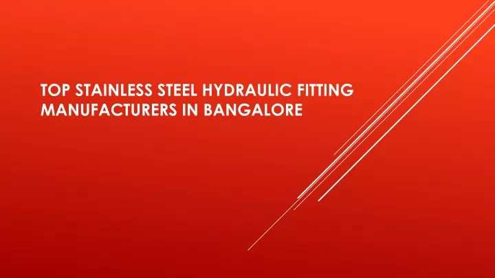 top stainless steel hydraulic fitting manufacturers in bangalore