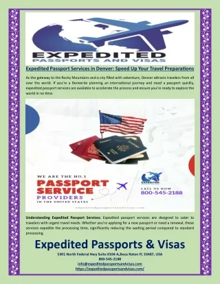 Expedited Passport Services in Denver Speed Up Your Travel Preparations