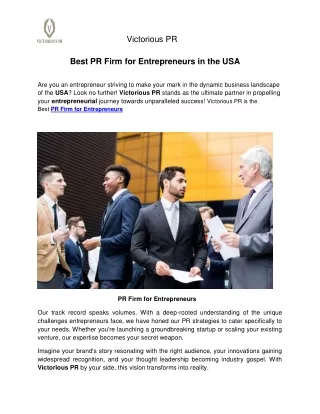 Best PR Firm for Entrepreneurs in the USA