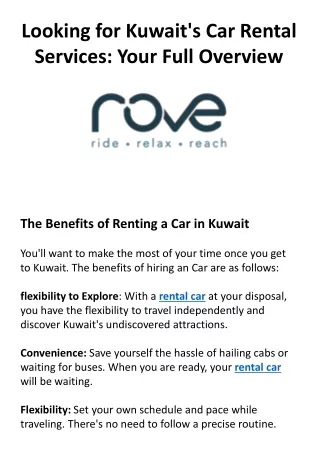 Luxury Car Rental in Kuwait with Riderove: Elevate Your Experience