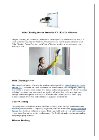 Solar Cleaning Service Fresno In CA.