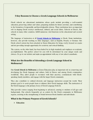 5 Key Reasons to Choose a Greek Language Schools in Melbourne