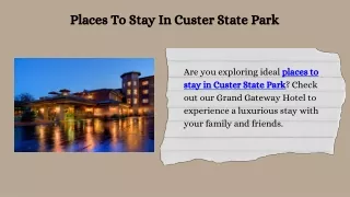 Places To Stay In Custer State Park