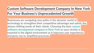 Custom Software Development Company In New York For Your Business’s Unprecedented Growth