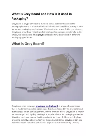 What is Grey Board and How is it Used in Packaging?