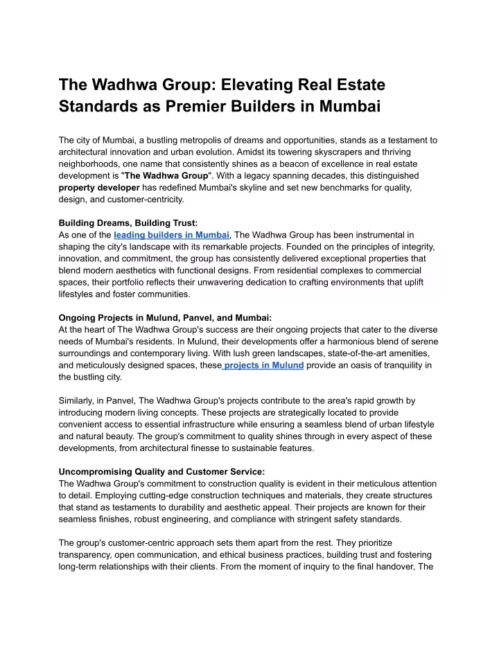 the wadhwa group elevating real estate standards