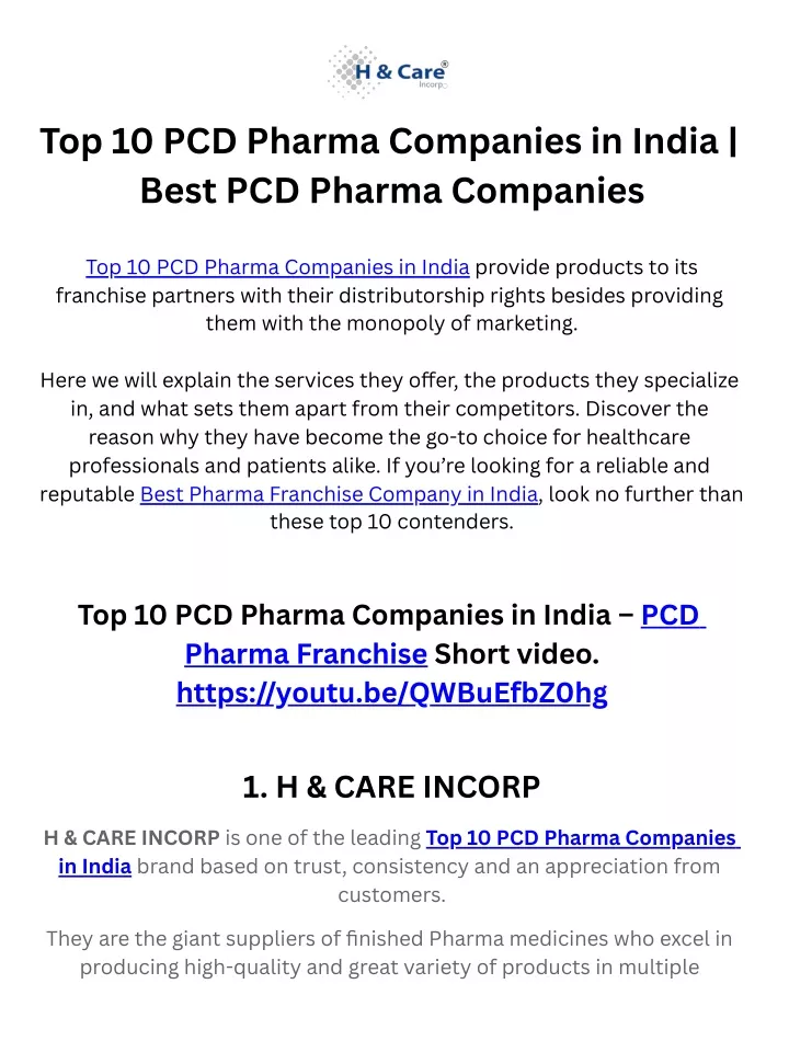 top 10 pcd pharma companies in india best