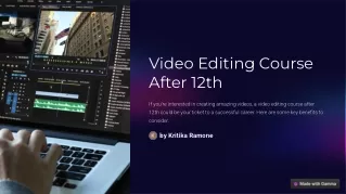 Video Editing Courses After 12th